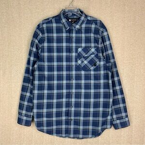 Alaskan Hardgear Midnight Sun Shirt L Tall Blue Plaid Button Down Wool Flannel